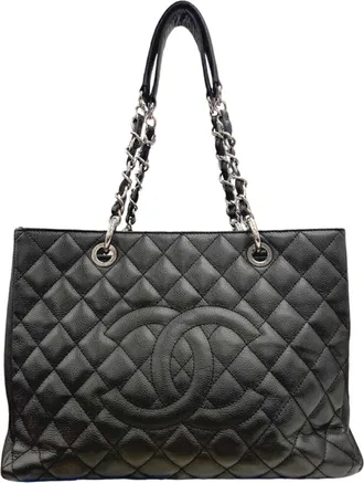 Chanel Black Grained Calfskin Tote Bag (Pre-Owned)