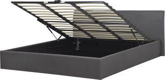 Beliani Cama Tapizada En Tela Gris 180 X 200 Cm Con Almacenaje Aspecto Minimalista Orbey