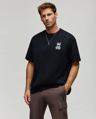 Psycho Bunny Mens Harley Oversized Chest Tee 001 BLACK / XXL