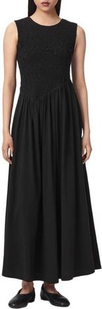 AllSaints Luna Crinkle Maxi Dress in Black at Nordstrom, Size 12