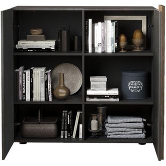 Dmora Credenza Giarole, Madia 4 Ripiani, 6 Vani Made in Italy, 2 Ante, 121x44x114h cm Marrone Noce
