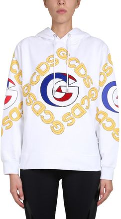 GCDS White Logo Hood Sweatshirt