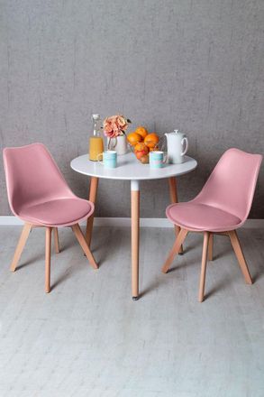 Regalos Miguel Regalos Miguel - Descuento Extra - Conjunto Mesa Tower Redonda 80 Cm Blanca Y Pack 2 Sillas Synk Basic - Rosa