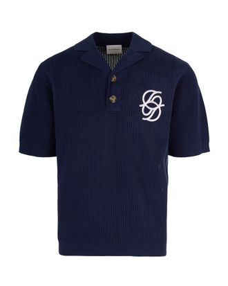 Dr&ocirc;le de Monsieur Textured Knit Short-Sleeve Polo with Monogram Detail
