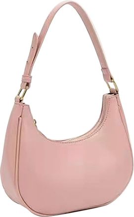 Generic Womens Leisure Fashion Solid Color Contrast One Shoulder Versatile PU Dumpling Bun Purses for Women Shoulder Bag (Pink, One Size)