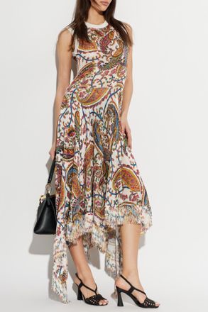 Etro Patterned Dress With Raw-edge Finish, Womens, Multicolour