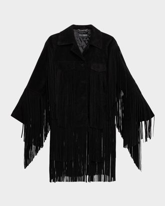 Dolce & Gabbana Fringe Suede Single-Breasted Jacket