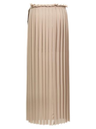 Ami Pleated Polyester Cr&ecirc;pe Skirt - Beige
