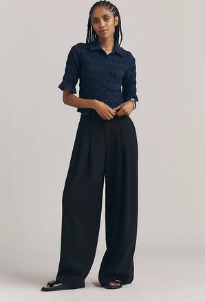 Maeve Smocked Button-Front Top