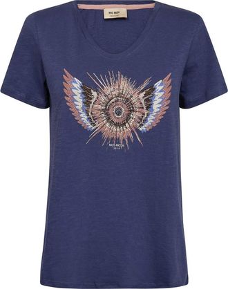Mos Mosh T-Shirts - Dames - T-shirts - Blauw - XS - Tops