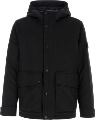 Stone Island Korte Parka - Heren - Winterjassen - Zwart - L - Wol - Jassen