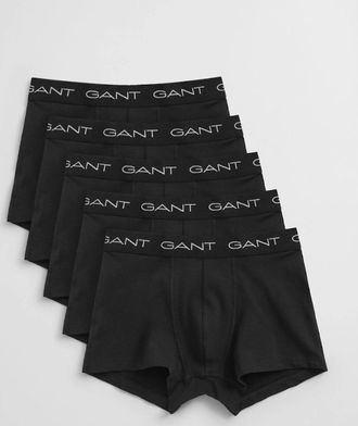 GANT Mens GANT Mens Slim Fit Stretch Cotton Jersey Trunks 5-Pack - 5 Black - Size: 37/36/32