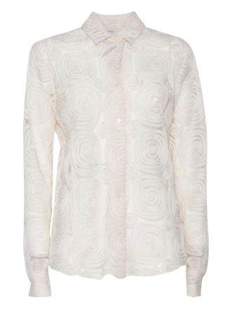 Mazzarelli Blouse met roospatroon - Beige