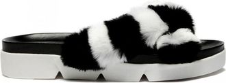 Stuart Weitzman Black Fur Womens Slippers