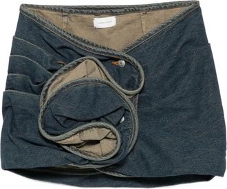 Magda Butrym Minigonna denim con applicazione a fiori - Blu