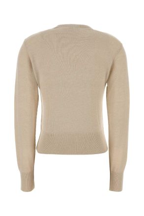 Burberry Womens Sand Wool Blend Sweater Easelbeige Exterior: Cotton Nylon Maglieria