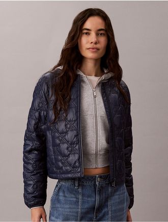 Calvin Klein Jeans Calvin Klein Womens Monogram Quilted Liner Jacket - Blue - XL