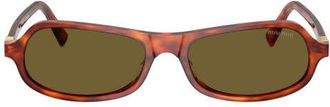 Miu Miu 55mm Irregular Sunglasses in Havana Cognac /Dark Brown at Nordstrom