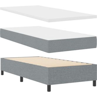 vidaXL Box Spring Bed with Mattress Light Grey 90 x 200 cm Fabric vidaXL