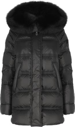 Peuterey Black Takan Fox Fur Hood Quilted Down Jacket