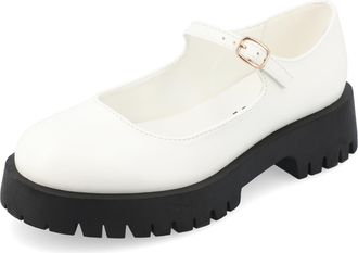 Journee Collection Womens Kamie Mary Jane Flat, White, 4.5 UK