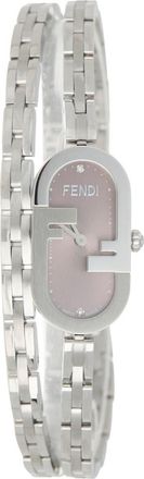 Fendi OLock Diamond Accent Oval Link Bracelet Watch, 28.3mm x 14.8mm in Grey/Stainless Steel at Nordstrom Rack