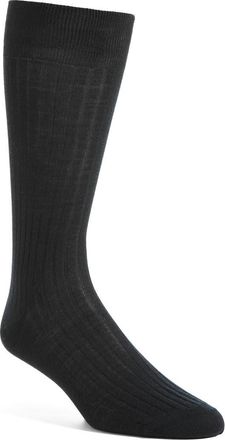 Canali Ribbed Wool Blend Socks in Navy at Nordstrom, Size Medium