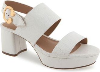 Aerosoles Camera Platform Sandal in White Crackled Leather at Nordstrom, Size 8.5