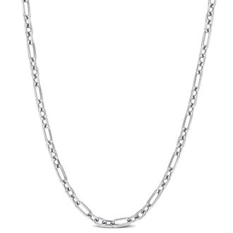 Amour 3mm Diamond Cut Figaro Chain Necklace In Sterling Silver, 20 In