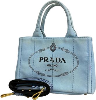 Prada Gold Canvas Tote Bag (Pre-Owned)