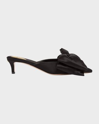 Valentino Garavani 45mm Yolande Satin Bow Mule Pumps