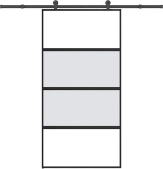 vidaXL Puerta Corredera Set Herrajes Vidrio Templado Aluminio