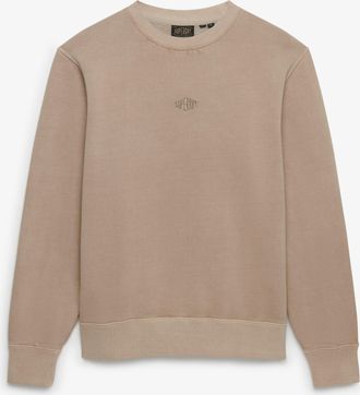 Superdry Sweatshirt SUPERDRY MICRO LOGO CREW, Herren, Gr. XXL, light beige, angeraute Sweatware, Obermaterial: 80% Baumwolle, 20% Polyester, unifarben, loose f