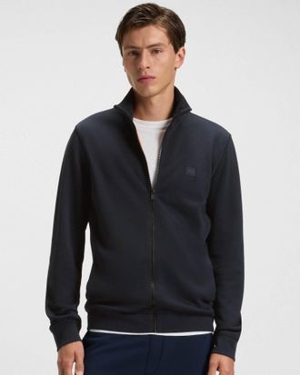 Boss Orange by Hugo Boss Mens Zestart Full Zip Sweatshirt in Dark Blue Cotton - Size X-Large
