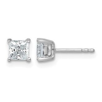 Diamond2Deal 14k Gold 1 ct Princess Lab Grown Diamond Stud Earrings VS Clarity, D-E Color