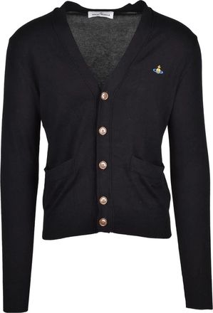 Vivienne Westwood Button-Front Black Cardigan with Subtle Emblem Detail