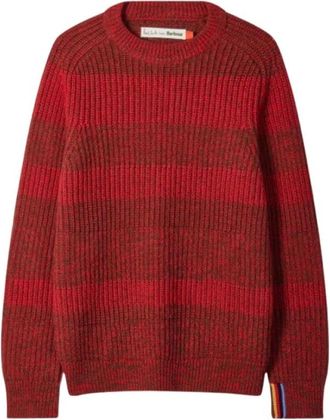Barbour Rosette Saddle Crew Neck Sweater - Heren - Ronde hals truien - Rood - M - Wol - Truien & Vesten