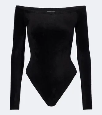 Alaia Ala&iuml;a Off-shoulder velvet bodysuit