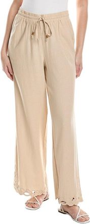 Ellen Tracy Pull On Wide Leg Linen-Blend Pant