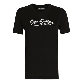 Dolce & Gabbana T-Shirts, female, Black, Size: S Jersey T-shirt with Embroidery