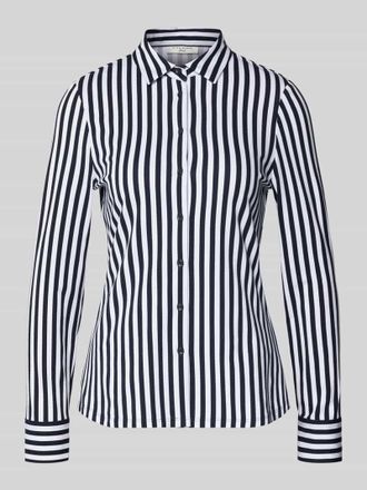 Eterna Slim Fit Bluse mit Knopfleiste in Marine, Gr&ouml;&szlig;e 44