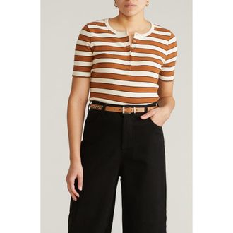 Universal Standard Stove Pipe Cotton Rib Henley in Baker Street Stripe at Nordstrom, Size Xl