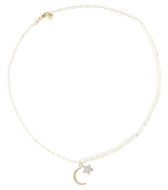 Sydney Evan Half Moon 14kt gold choker with diamonds