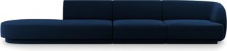 MICADONI Sofá izquierdo 4 plazas de terciopelo azul regio