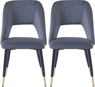 Habitat et Jardin Set di 2 sedie in velluto Coralie - Grigio