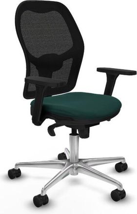 Piqueras y Crespo Piqueras Y Crespo - Jorquera Sincro Malla Negra Similpiel Verde Botella Brazos 3d Base Aluminio Ruedas 65mm Nailon