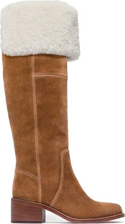 Bernardo Bernardo 1946 Brix shearling-cuff suede boots - women - Lamb Shearling/Leather/Leather - 8.5 - Brown