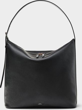 A.P.C. Mens Oversized black leather Vera hobo bag
