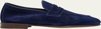 Brunello Cucinelli Mens Leather Apron-Toe Penny Loafers