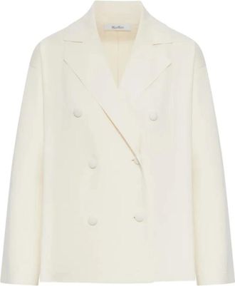 Max Mara Double-breasted Cr&ecirc;pe Jacket - Heren - Blazers - Wit - XS - Leer - Jassen